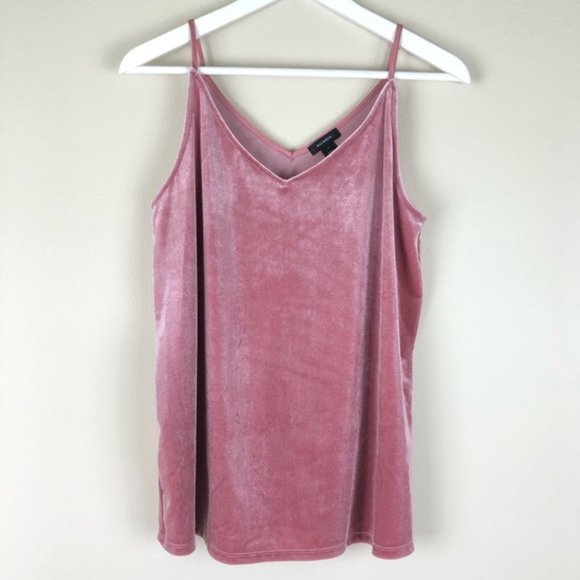 HALOGEN Pink V-Neck Tank Top Velvet Small - Picture 1 of 5